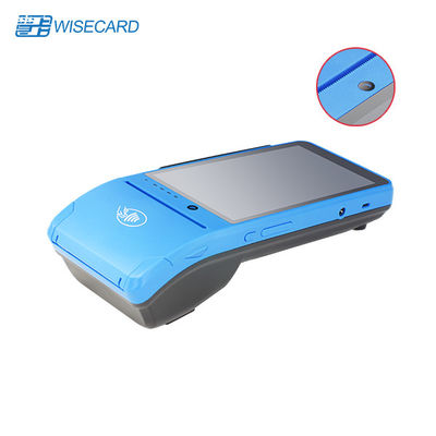 Blauer Android Hand-Positions-Anschluss mit Drucker Scanner