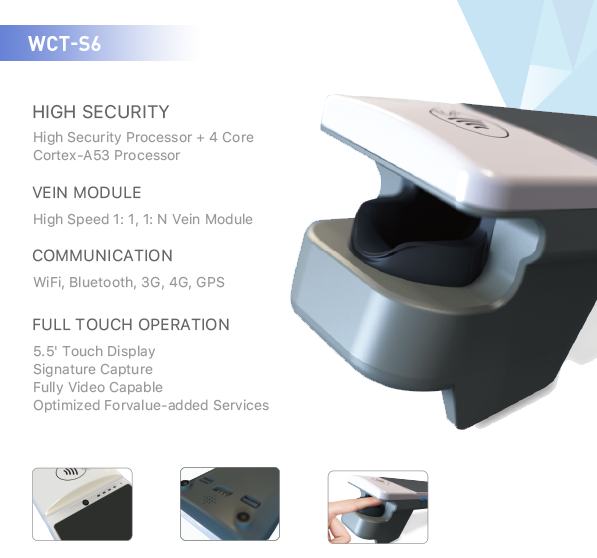 EMV 5,5 Zoll-tragbares Karten-Zahlungs-Gerät mit biometrischem Fingerabdruck-Scanner 1